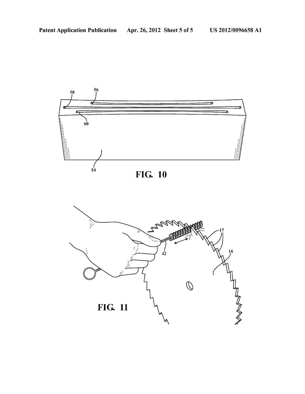 ARTICLE AND CORRESPONDING KIT INCLUDING AN ARTICLE FOR RECEIVING AND     SUPPORTING AN INSERTING PORTION OF A CIRCULAR SAW BLADE AND A ROUTER BIT     IN IMMERSING FASHION WITHIN A VOLUME OF A CLEANING FLUID - diagram, schematic, and image 06