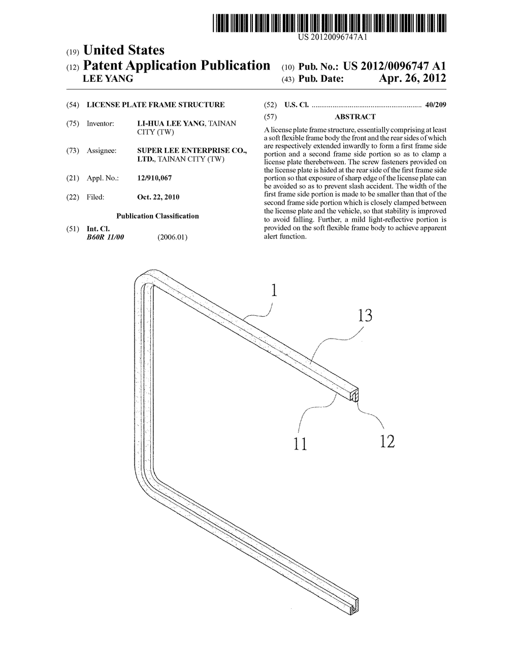LICENSE PLATE FRAME STRUCTURE - diagram, schematic, and image 01