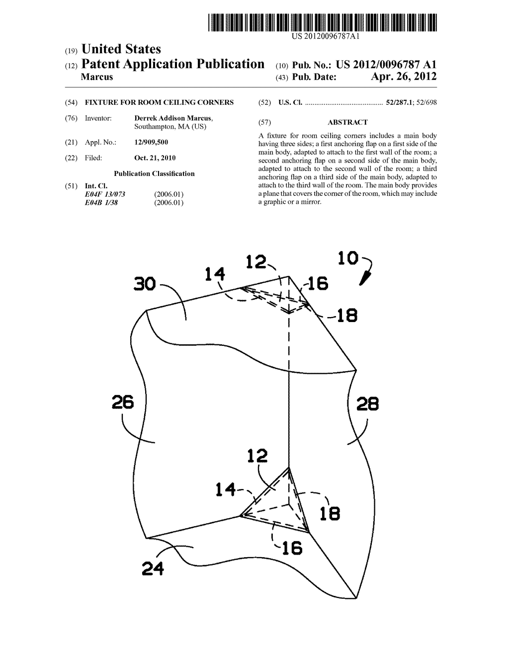 FIXTURE FOR ROOM CEILING CORNERS - diagram, schematic, and image 01