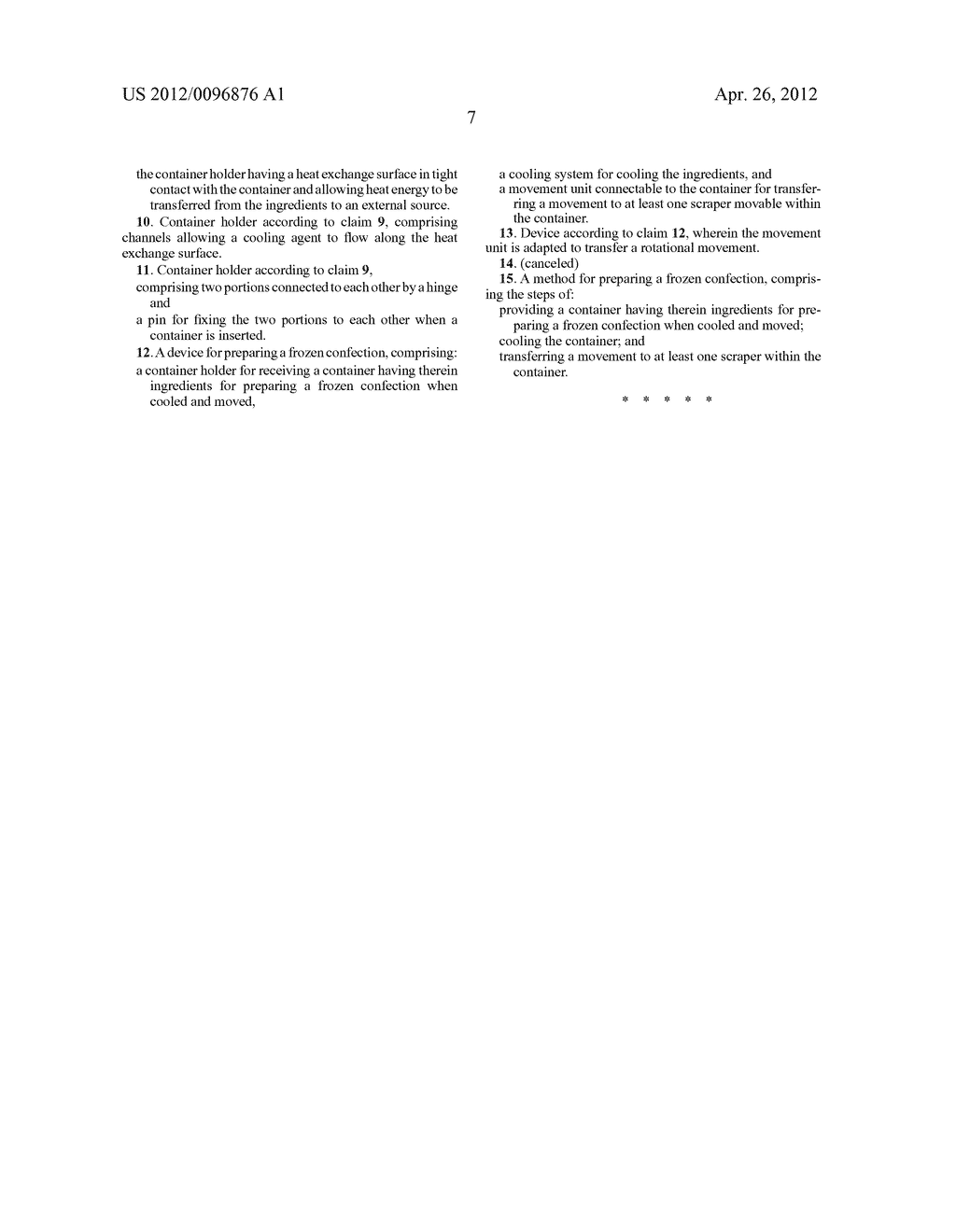 CONTAINER HAVING INGREDIENTS FOR PREPARING A FROZEN CONFECTION, CONTAINER     HOLDER AND DEVICE FOR PREPARING A FROZEN CONFECTION - diagram, schematic, and image 22