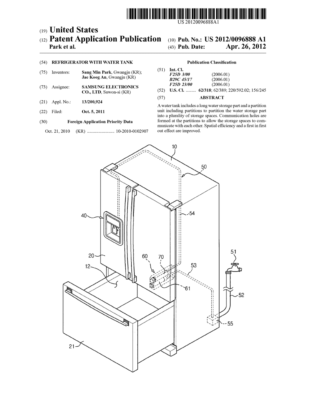 Refrigerator with water tank - diagram, schematic, and image 01