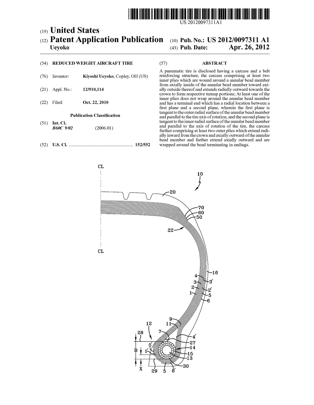 REDUCED WEIGHT AIRCRAFT TIRE - diagram, schematic, and image 01