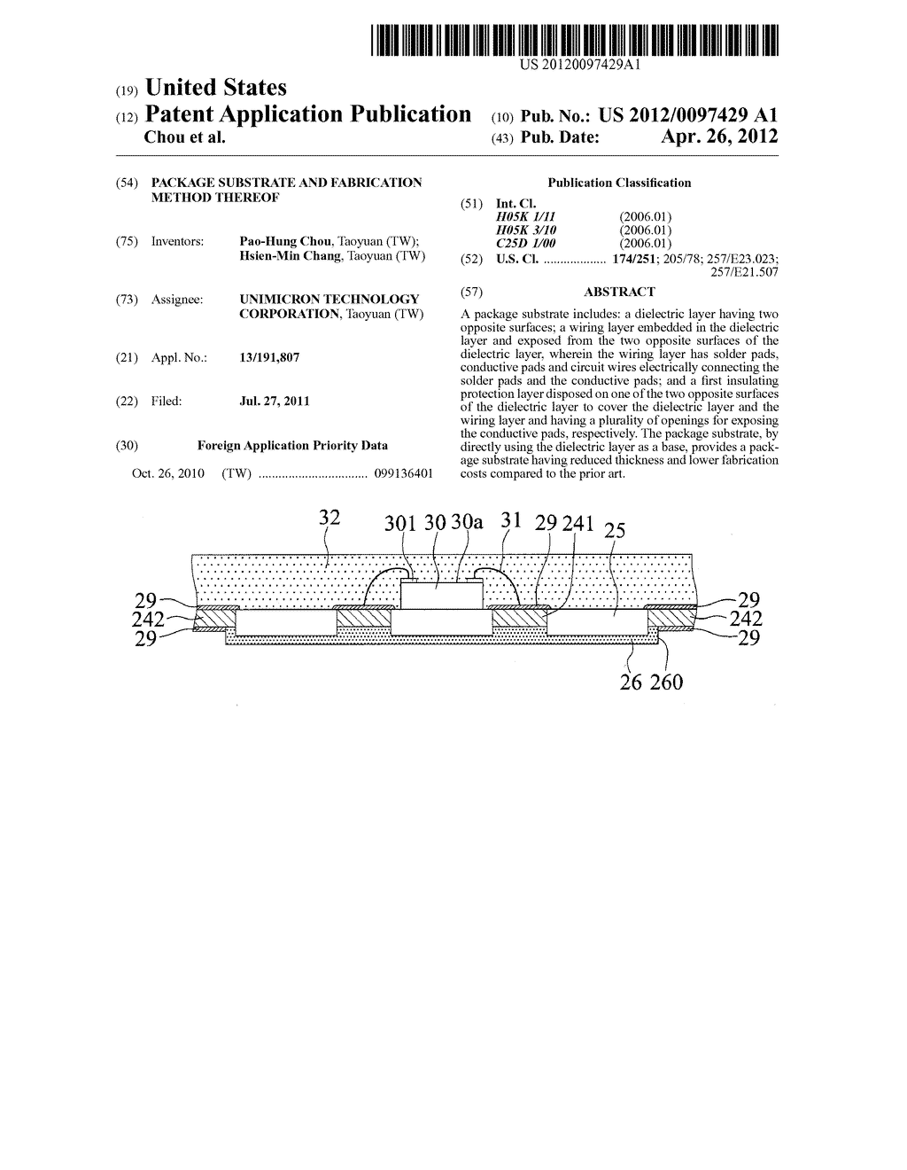 PACKAGE SUBSTRATE AND FABRICATION METHOD THEREOF - diagram, schematic, and image 01