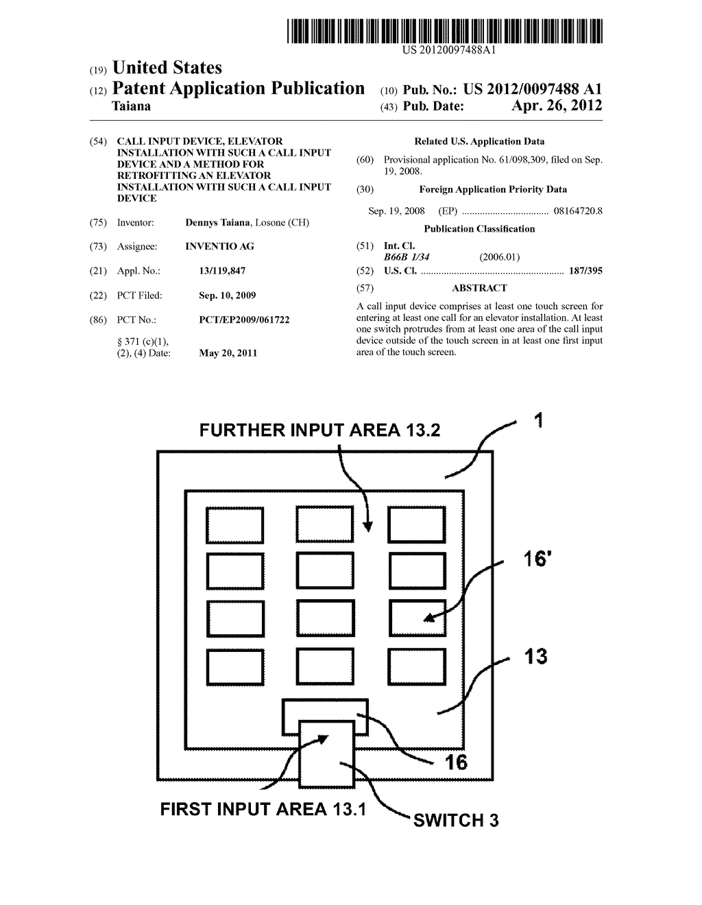 CALL INPUT DEVICE, ELEVATOR INSTALLATION WITH SUCH A CALL INPUT DEVICE AND     A METHOD FOR RETROFITTING AN ELEVATOR INSTALLATION WITH SUCH A CALL INPUT     DEVICE - diagram, schematic, and image 01