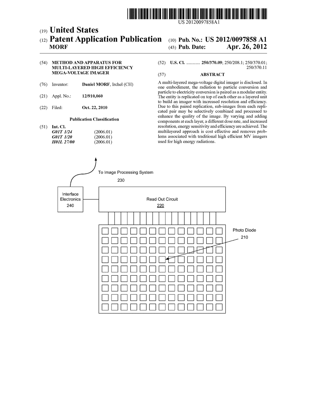 METHOD AND APPARATUS FOR MULTI-LAYERED HIGH EFFICIENCY MEGA-VOLTAGE IMAGER - diagram, schematic, and image 01