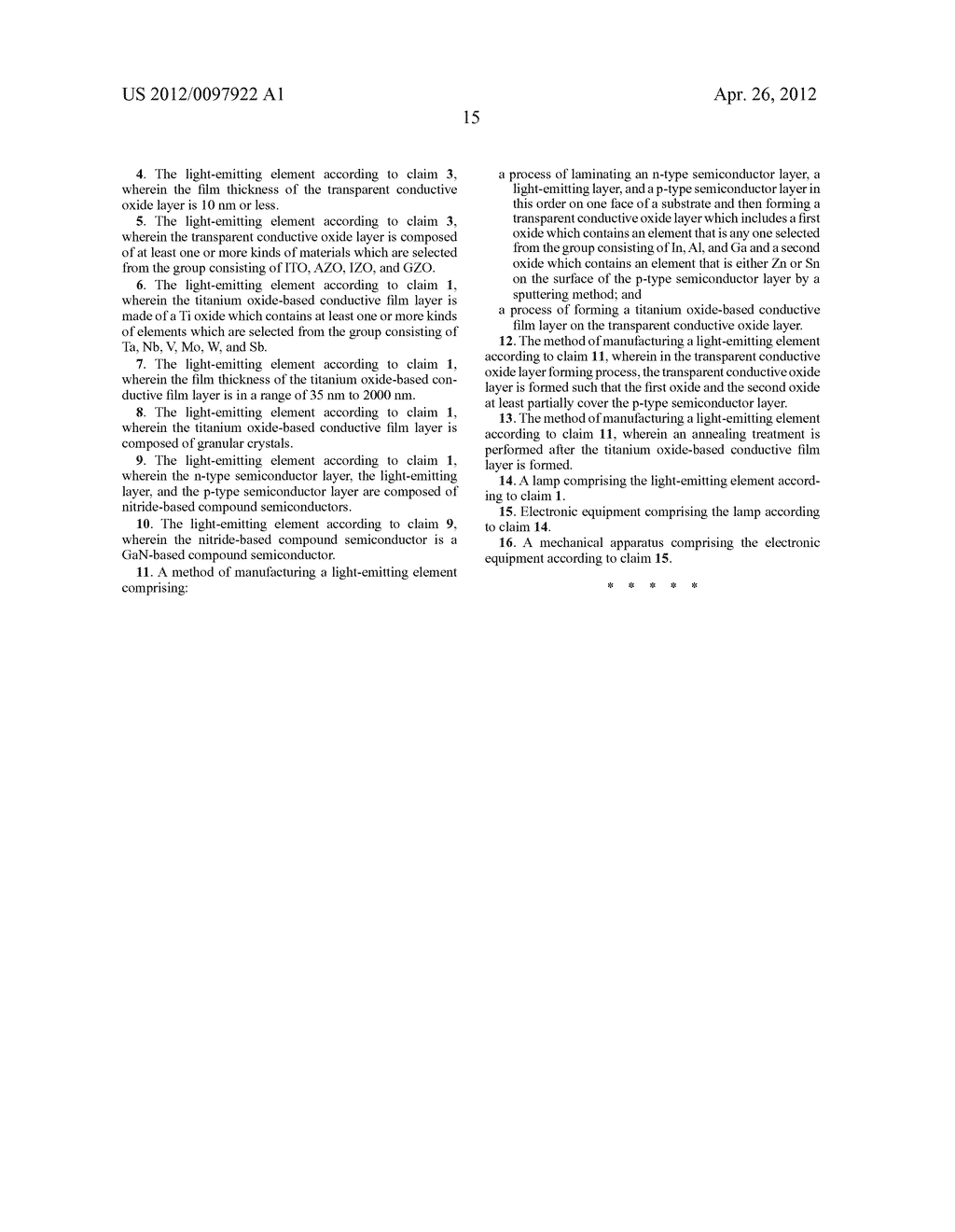 LIGHT EMITTING ELEMENT, METHOD OF PRODUCING SAME, LAMP, ELECTRONIC     EQUIPMENT, AND MECHINICAL APPARATUS - diagram, schematic, and image 22