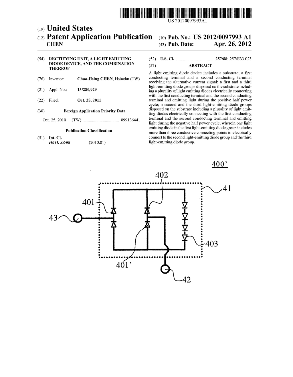 RECTIFYING UNIT, A LIGHT EMITTING DIODE DEVICE, AND THE COMBINATION     THEREOF - diagram, schematic, and image 01