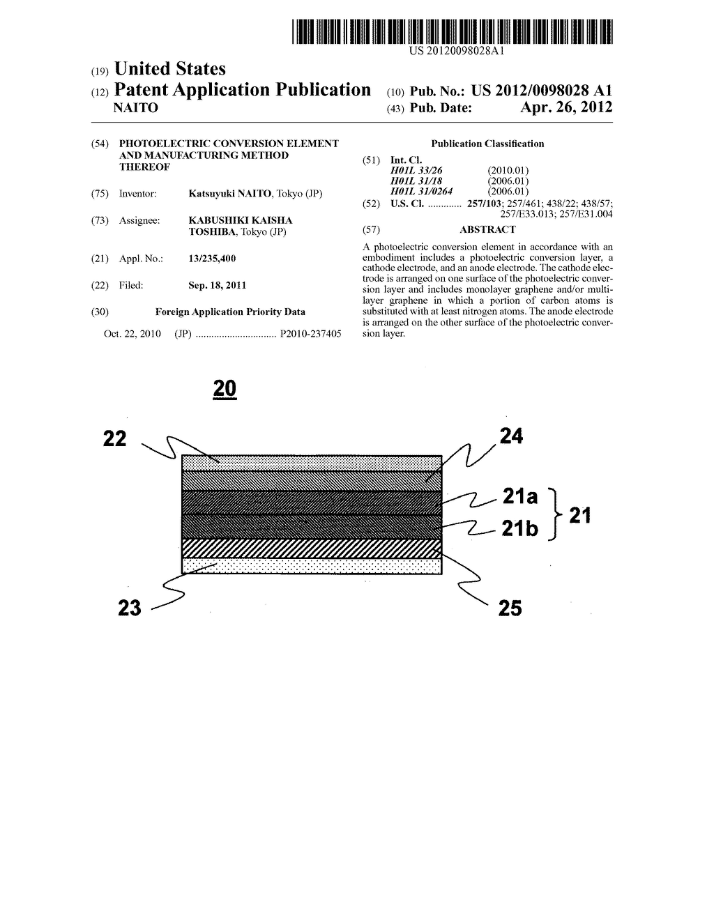 PHOTOELECTRIC CONVERSION ELEMENT AND MANUFACTURING METHOD THEREOF - diagram, schematic, and image 01