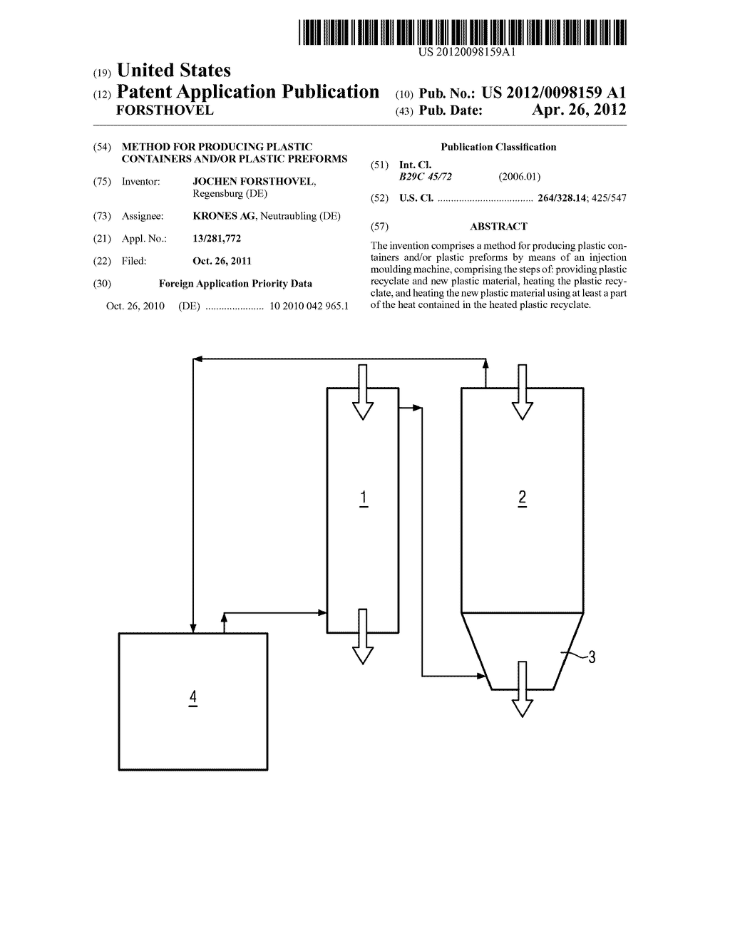 METHOD FOR PRODUCING PLASTIC CONTAINERS AND/OR PLASTIC PREFORMS - diagram, schematic, and image 01