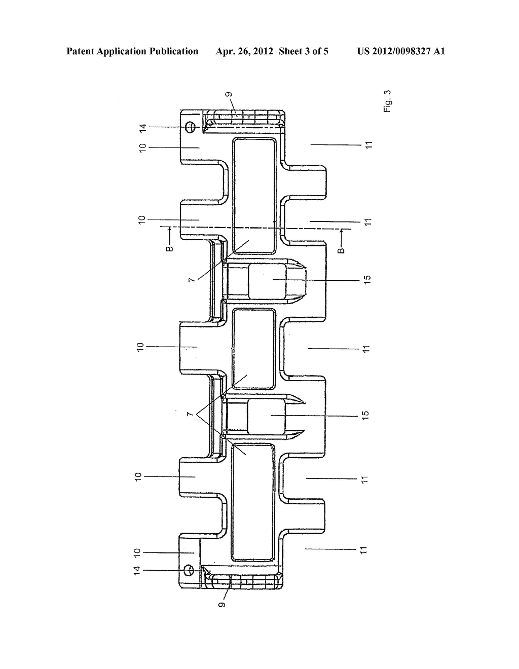 Track chain running gear for mining machines, and chain link for a track     chain running gear and method for producing said chain link - diagram, schematic, and image 04