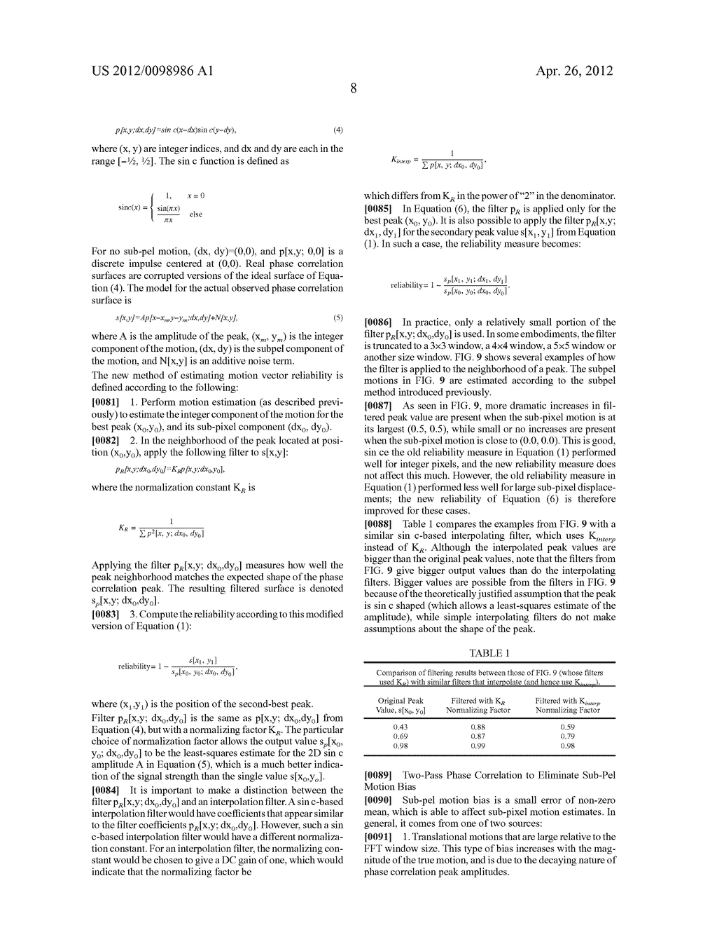 METHOD TO IMPROVE ACCURACY AND RELIABILITY OF MOTION ESTIMATED WITH PHASE     CORRELATION - diagram, schematic, and image 18