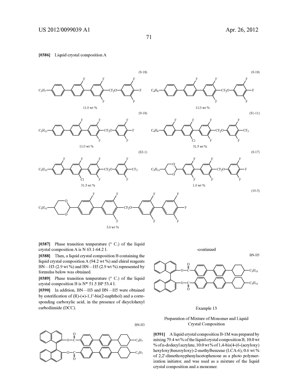 CHLOROBENZENE DERIVATIVE, OPTICALLY ISOTROPIC LIQUID CRYSTAL MEDIUM, AND     OPTICAL DEVICE - diagram, schematic, and image 73