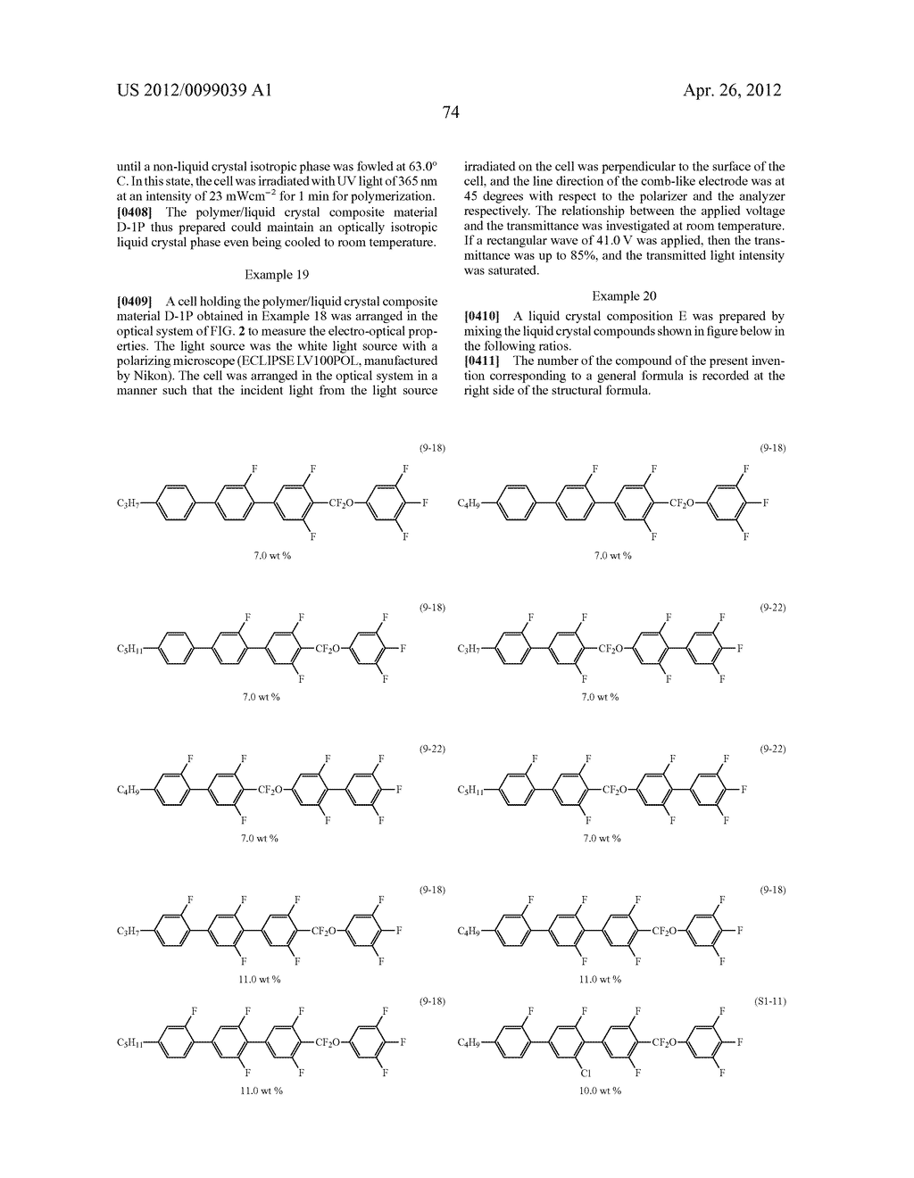 CHLOROBENZENE DERIVATIVE, OPTICALLY ISOTROPIC LIQUID CRYSTAL MEDIUM, AND     OPTICAL DEVICE - diagram, schematic, and image 76