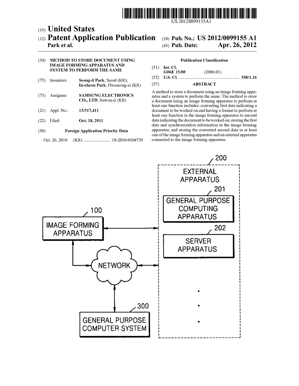 Method to store document using image forming apparatus and system to     perform the same - diagram, schematic, and image 01