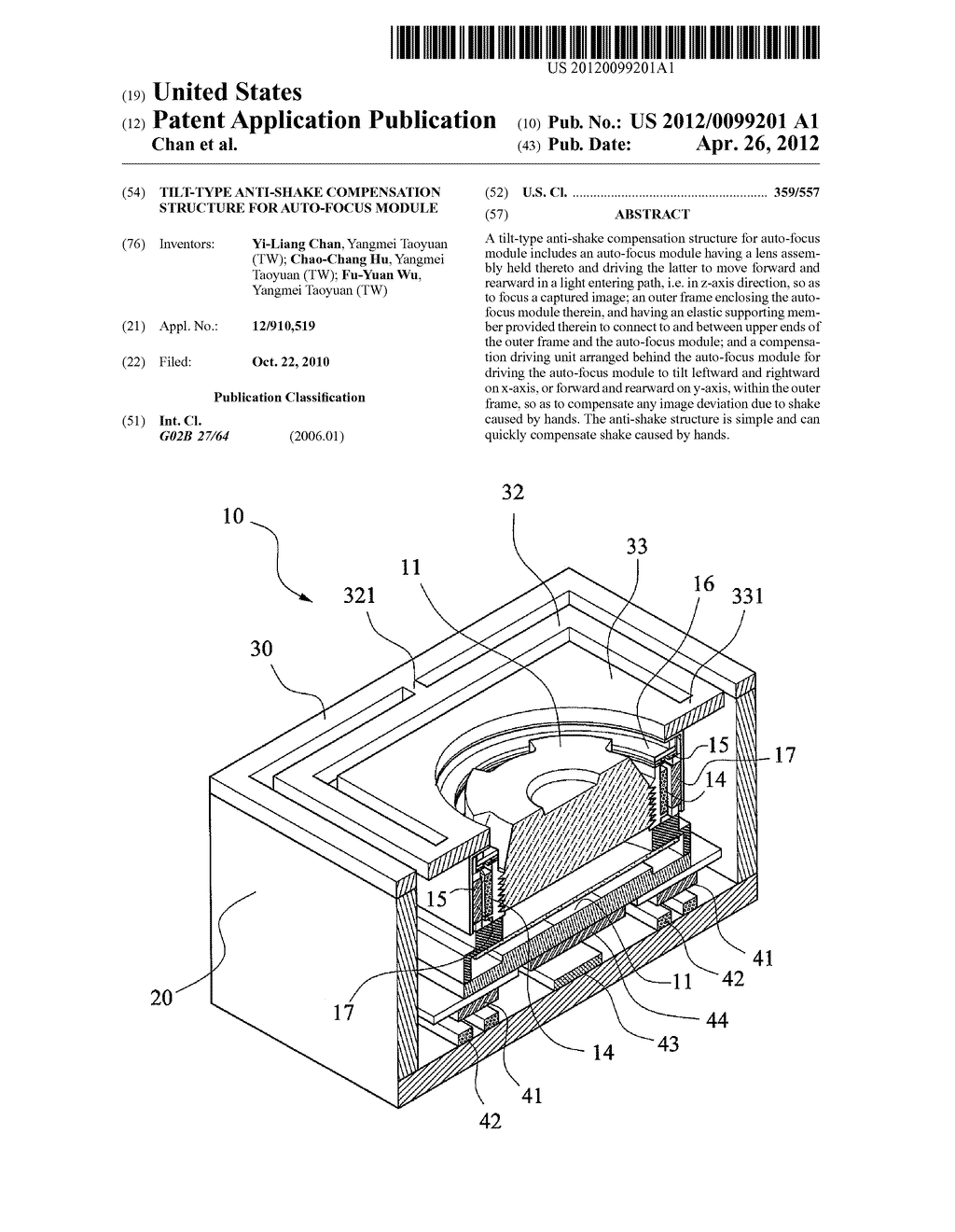 TILT-TYPE ANTI-SHAKE COMPENSATION STRUCTURE FOR AUTO-FOCUS MODULE - diagram, schematic, and image 01