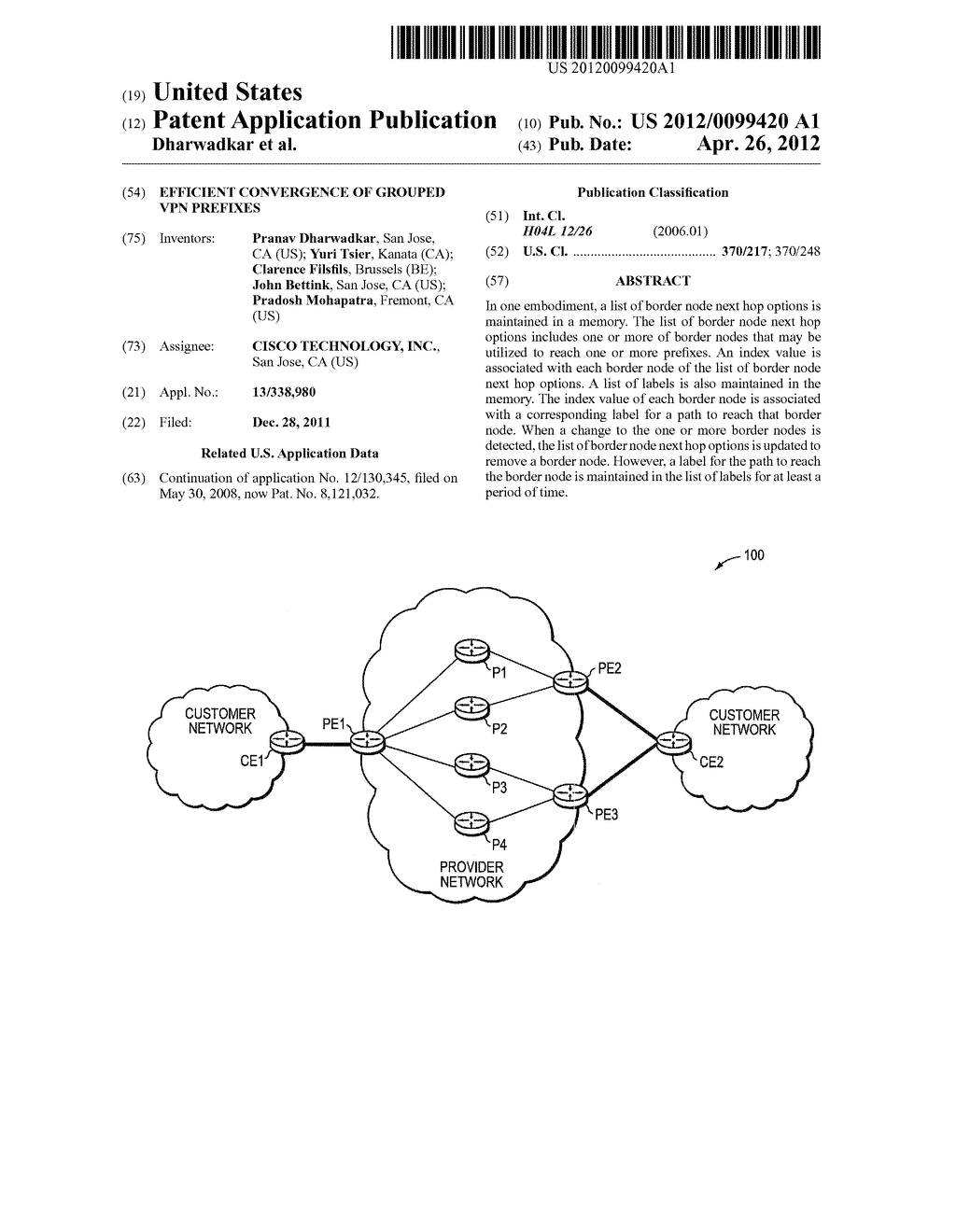 EFFICIENT CONVERGENCE OF GROUPED VPN PREFIXES - diagram, schematic, and image 01