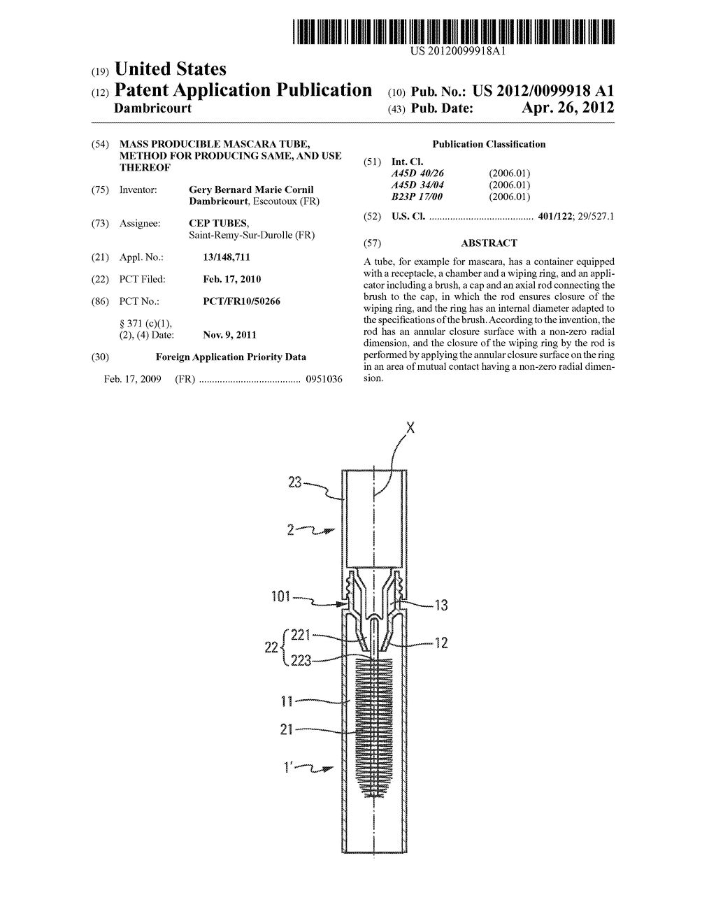 Mass Producible Mascara Tube, Method For Producing Same, And Use Thereof - diagram, schematic, and image 01