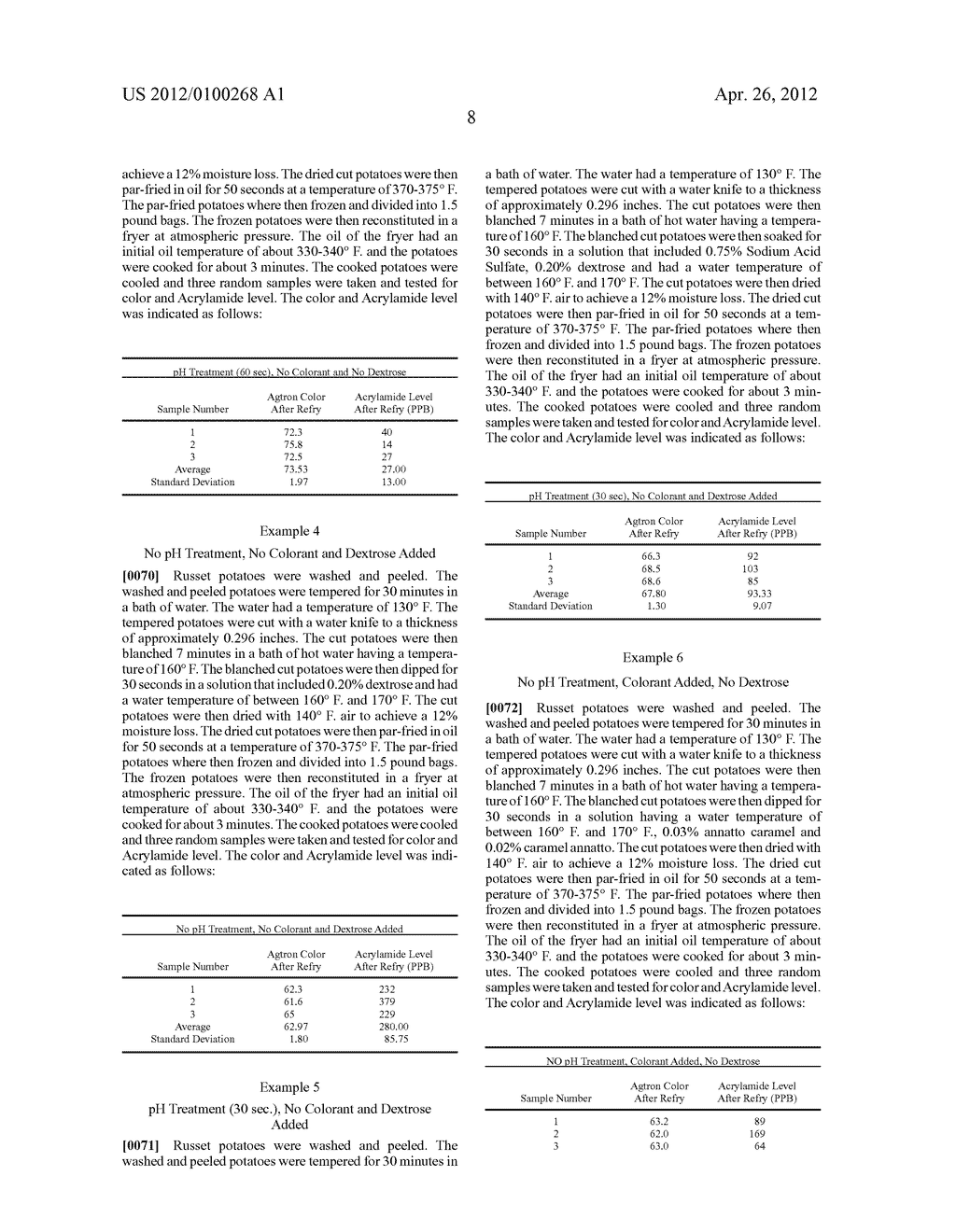 ACRYLAMIDE MITIGATION AND COLOR MANAGEMENT IN A POTATO FRY - diagram, schematic, and image 13