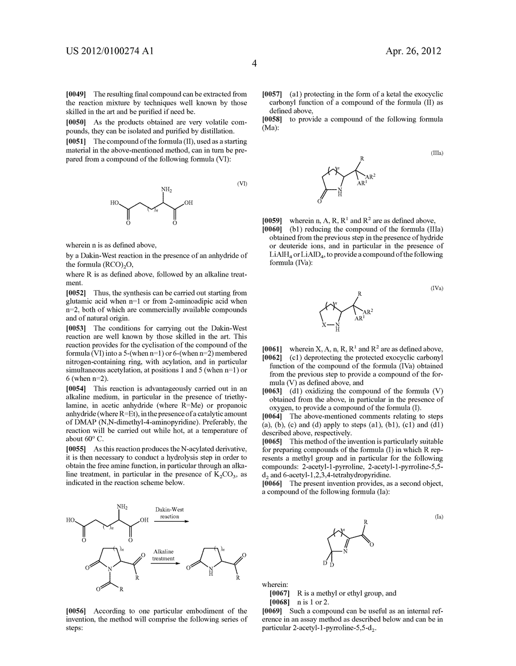 METHOD FOR SYNTHESISING 2-ACETYL-1-PYRROLINE AND THE STABLE PRECURSOR     THEREOF, OPTIONALLY ISOTOPICALLY MARKED - diagram, schematic, and image 09