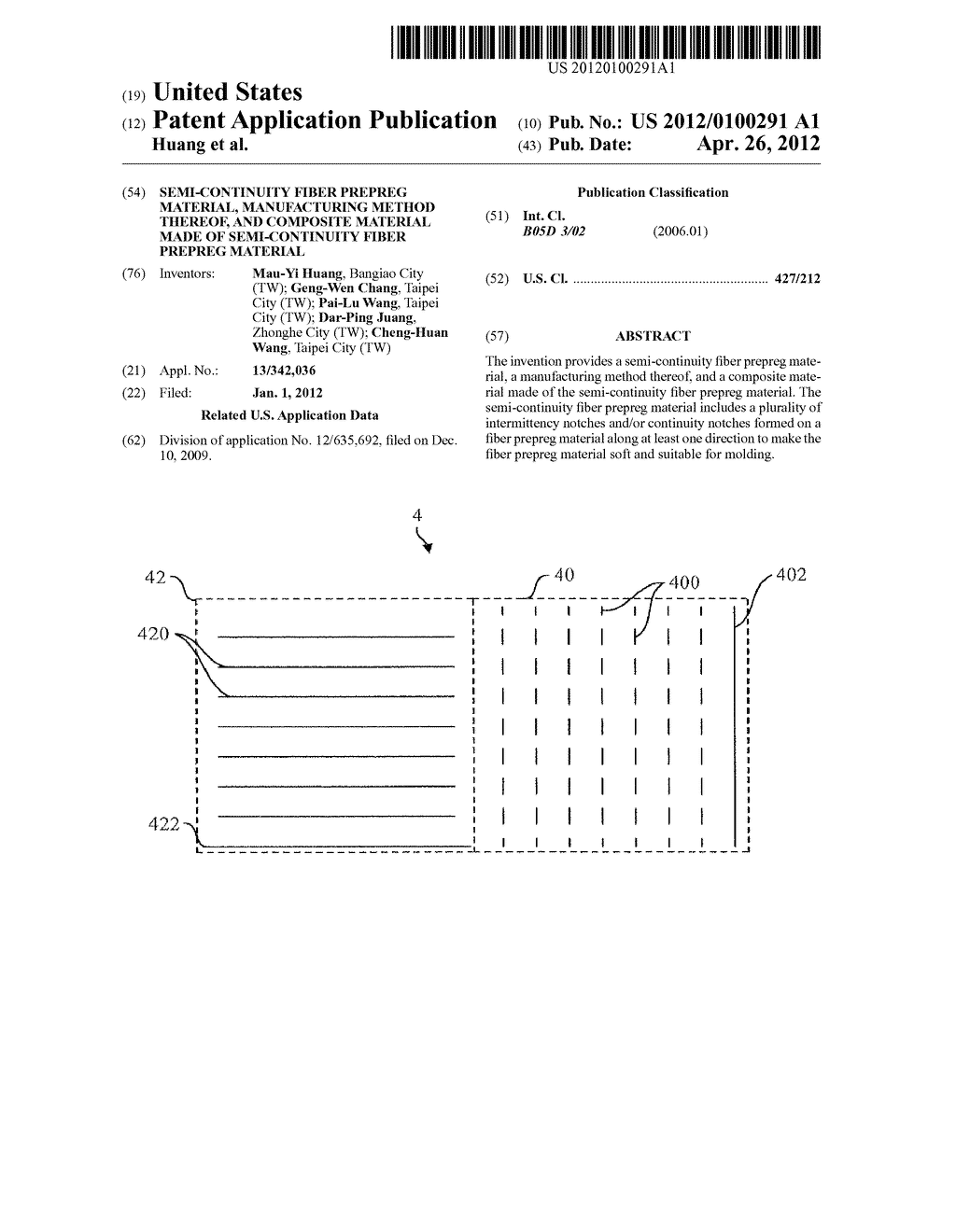 SEMI-CONTINUITY FIBER PREPREG MATERIAL, MANUFACTURING METHOD THEREOF, AND     COMPOSITE MATERIAL MADE OF SEMI-CONTINUITY FIBER PREPREG MATERIAL - diagram, schematic, and image 01