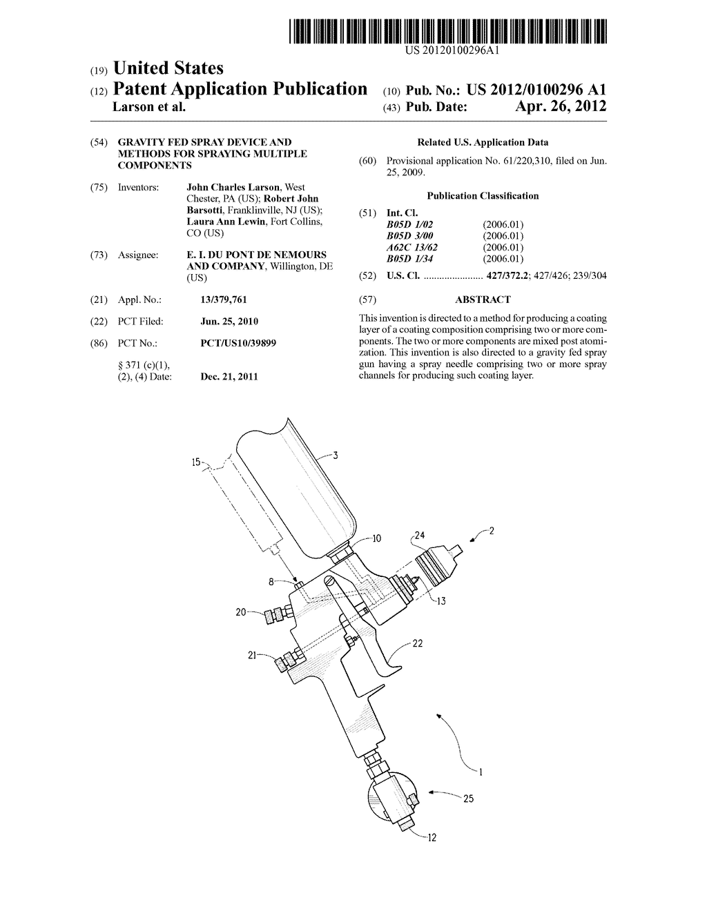 GRAVITY FED SPRAY DEVICE AND METHODS FOR SPRAYING MULTIPLE COMPONENTS - diagram, schematic, and image 01