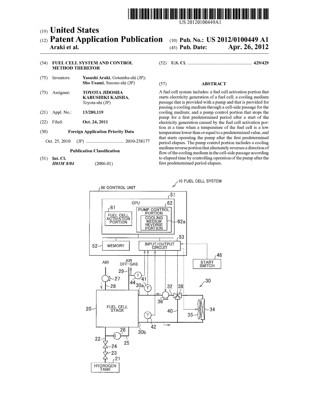 FUEL CELL SYSTEM AND CONTROL METHOD THEREFOR - diagram, schematic, and image 01