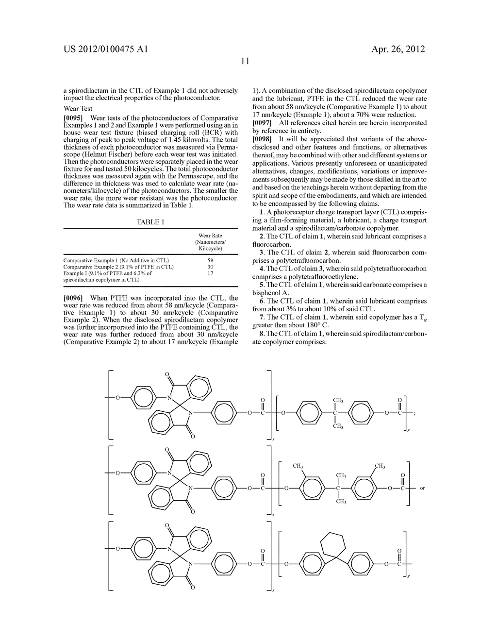 Spirodilactam-doped charge transport layer for imaging device - diagram, schematic, and image 12