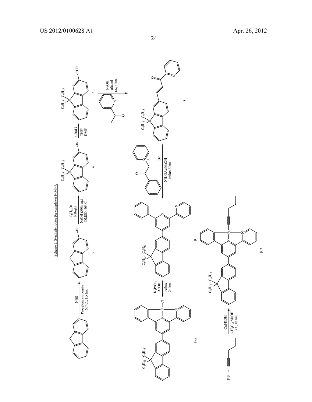 EMISSIVE AND BROADBAND NONLINEAR ABSORBING METAL COMPLEXES AND LIGANDS AS     OLED, OPTICAL SWITCHING OR OPTICAL SENSING MATERIALS - diagram, schematic, and image 73