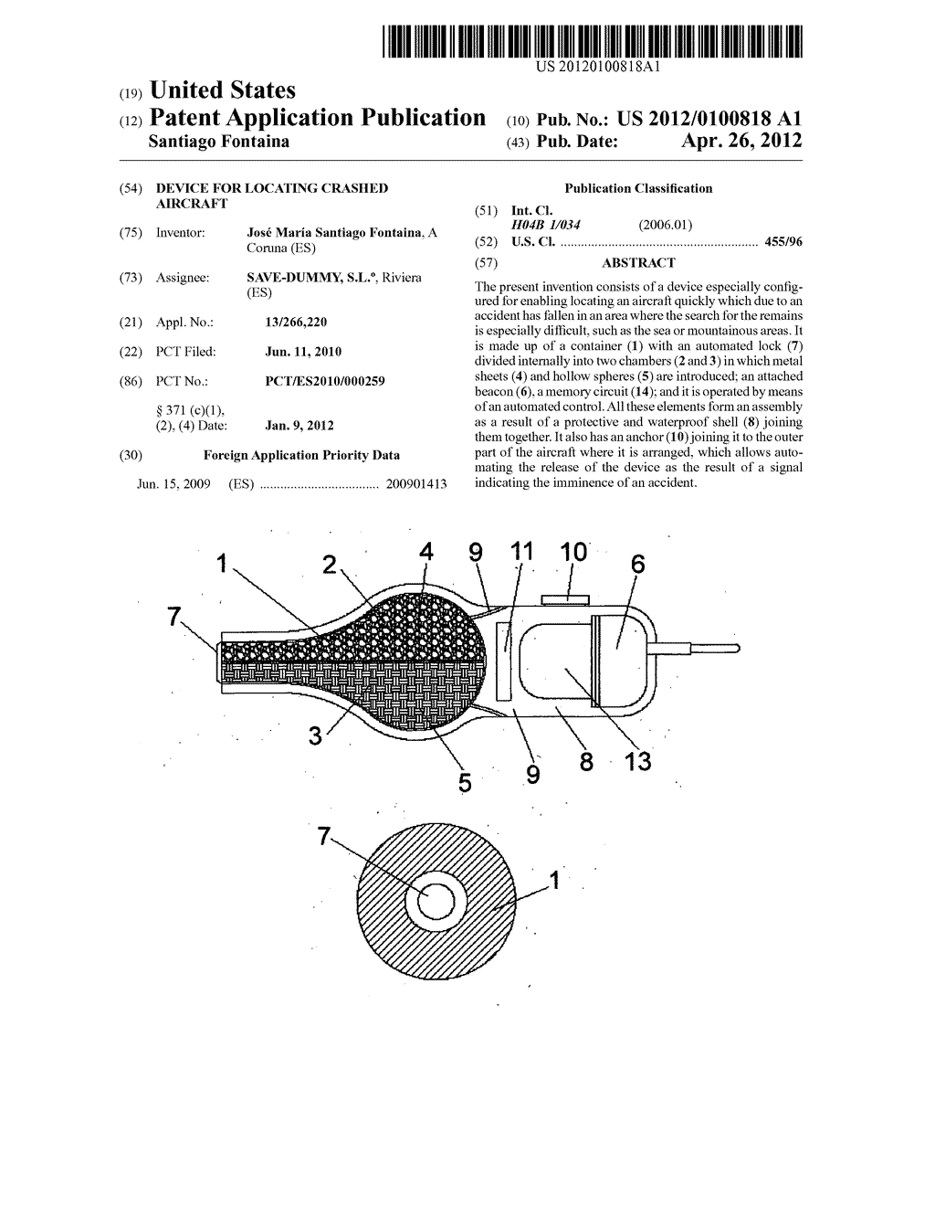 DEVICE FOR LOCATING CRASHED AIRCRAFT - diagram, schematic, and image 01