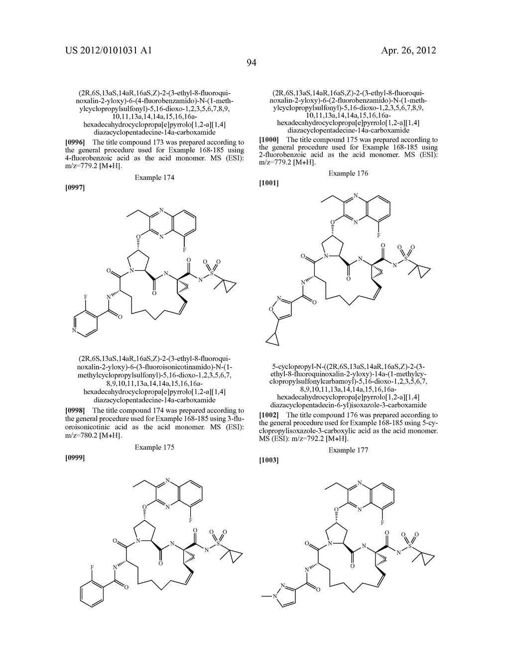 MACROCYCLIC HEPATITIS C SERINE PROTEASE INHIBITORS - diagram, schematic, and image 95