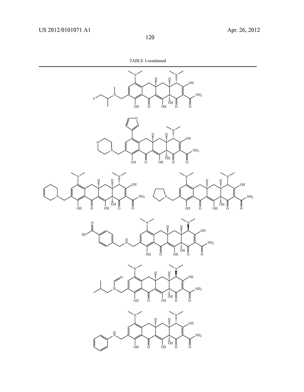 SubstitutedTetracycline Compounds for the Treatment of Malaria - diagram, schematic, and image 121