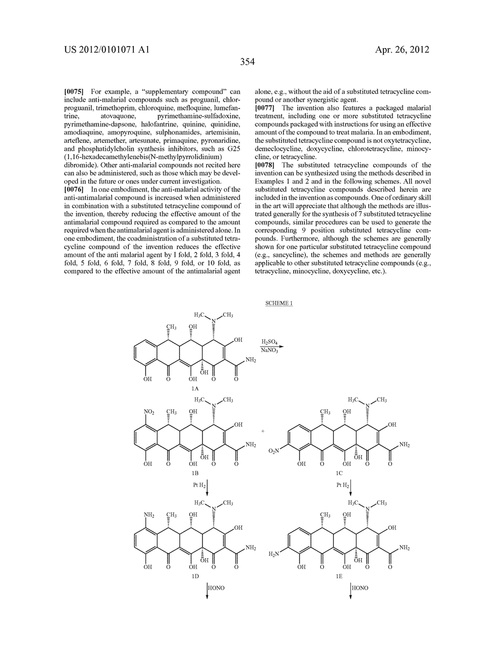 SubstitutedTetracycline Compounds for the Treatment of Malaria - diagram, schematic, and image 355