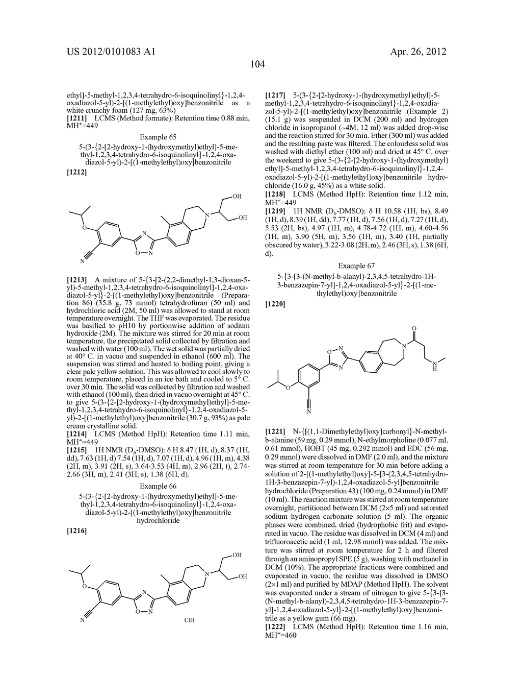 S1P1 AGONISTS COMPRISING A BICYCLIC N-CONTAINING RING - diagram, schematic, and image 105