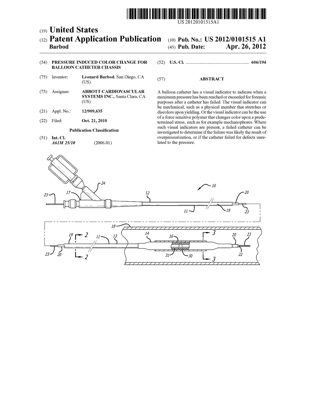 PRESSURE INDUCED COLOR CHANGE FOR BALLOON CATHETER CHASSIS - diagram, schematic, and image 01