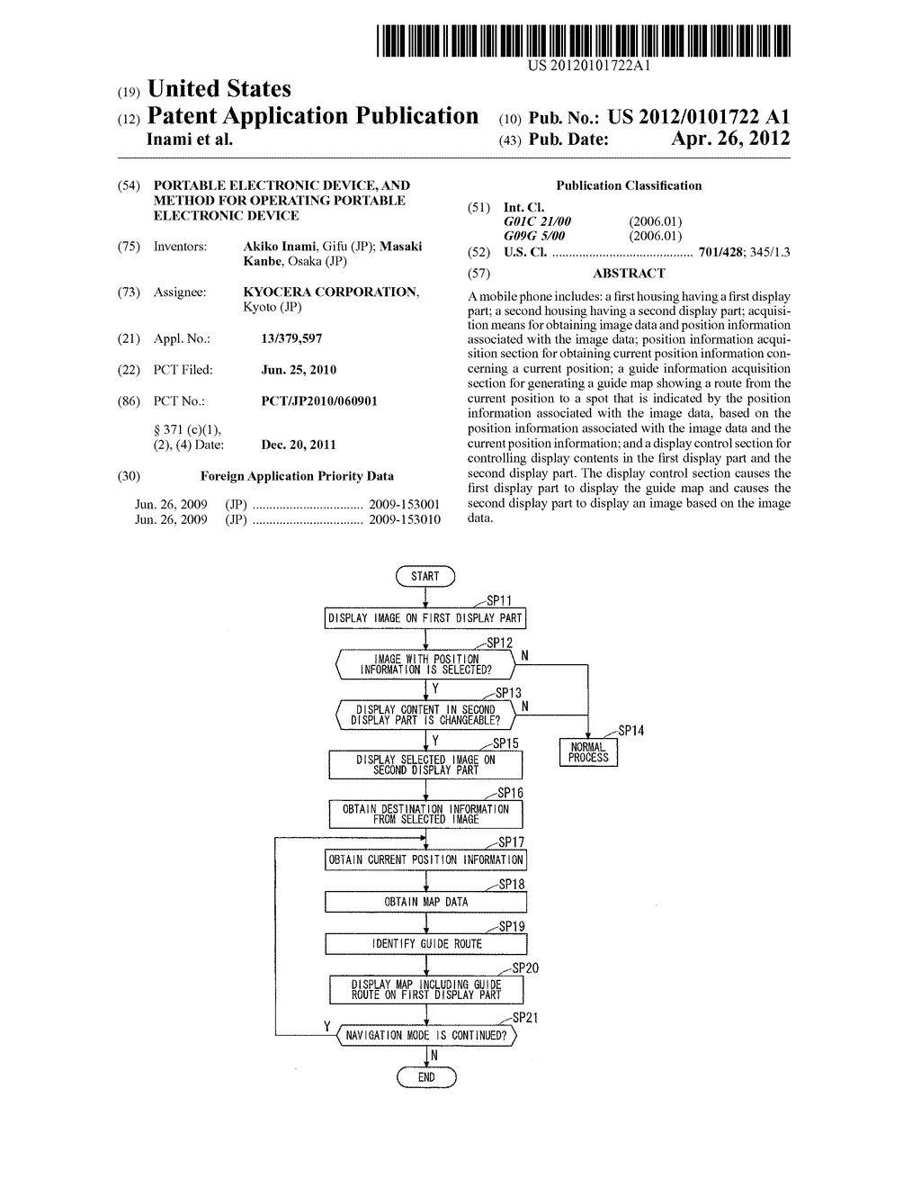 PORTABLE ELECTRONIC DEVICE, AND METHOD FOR OPERATING PORTABLE ELECTRONIC     DEVICE - diagram, schematic, and image 01