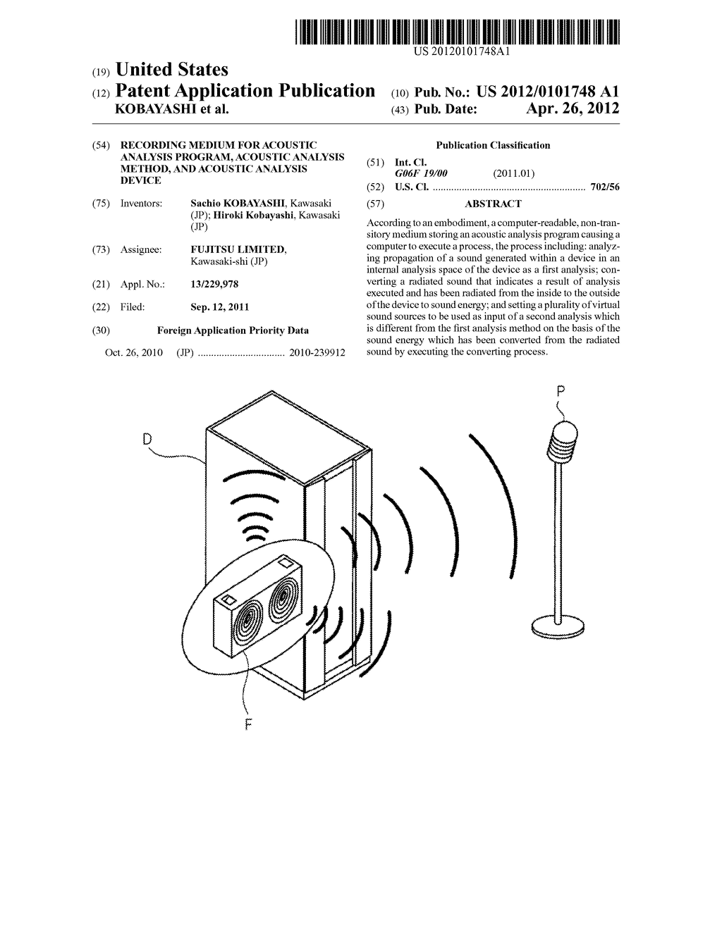 RECORDING MEDIUM FOR ACOUSTIC ANALYSIS PROGRAM, ACOUSTIC ANALYSIS METHOD,     AND ACOUSTIC ANALYSIS DEVICE - diagram, schematic, and image 01