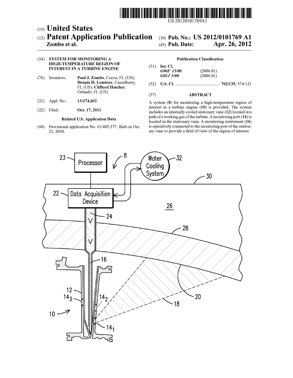 SYSTEM FOR MONITORING A HIGH-TEMPERATURE REGION OF INTEREST IN A TURBINE     ENGINE - diagram, schematic, and image 01