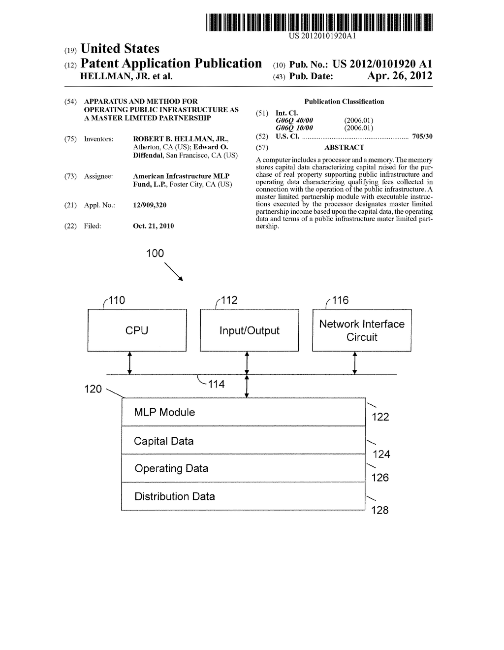 APPARATUS AND METHOD FOR OPERATING PUBLIC INFRASTRUCTURE AS A MASTER     LIMITED PARTNERSHIP - diagram, schematic, and image 01