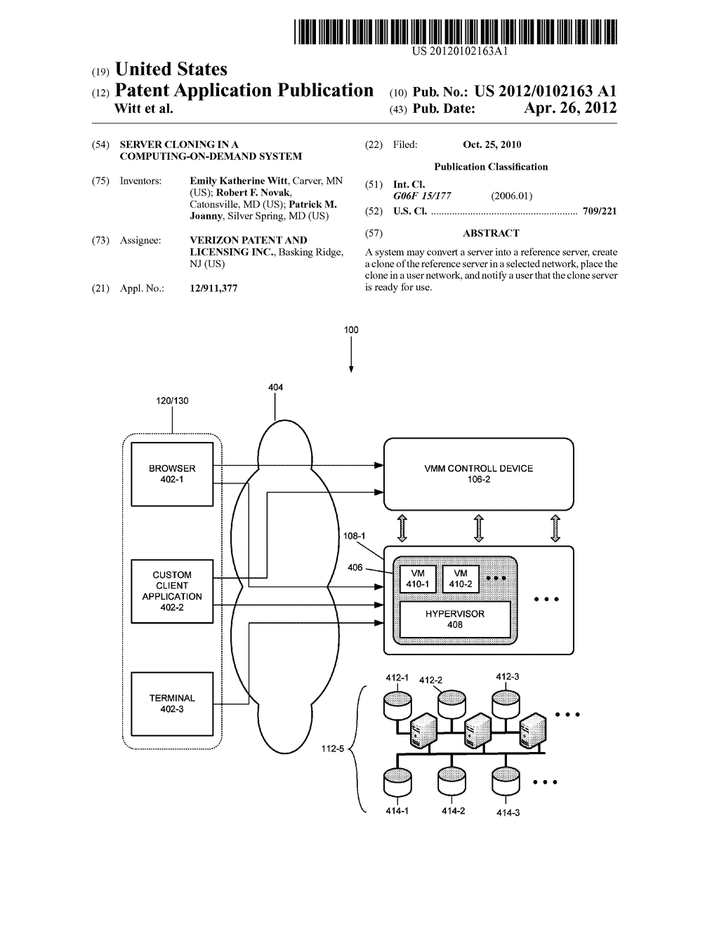 SERVER CLONING IN A COMPUTING-ON-DEMAND SYSTEM - diagram, schematic, and image 01