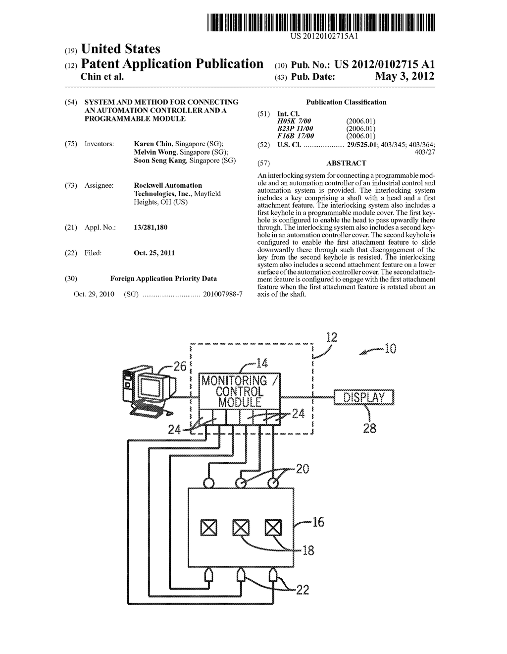 SYSTEM AND METHOD FOR CONNECTING AN AUTOMATION CONTROLLER AND A     PROGRAMMABLE MODULE - diagram, schematic, and image 01