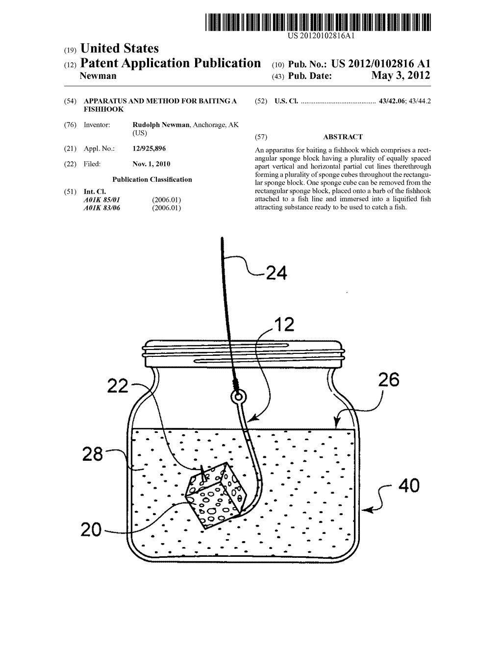 Apparatus and method for baiting a fishhook - diagram, schematic, and image 01