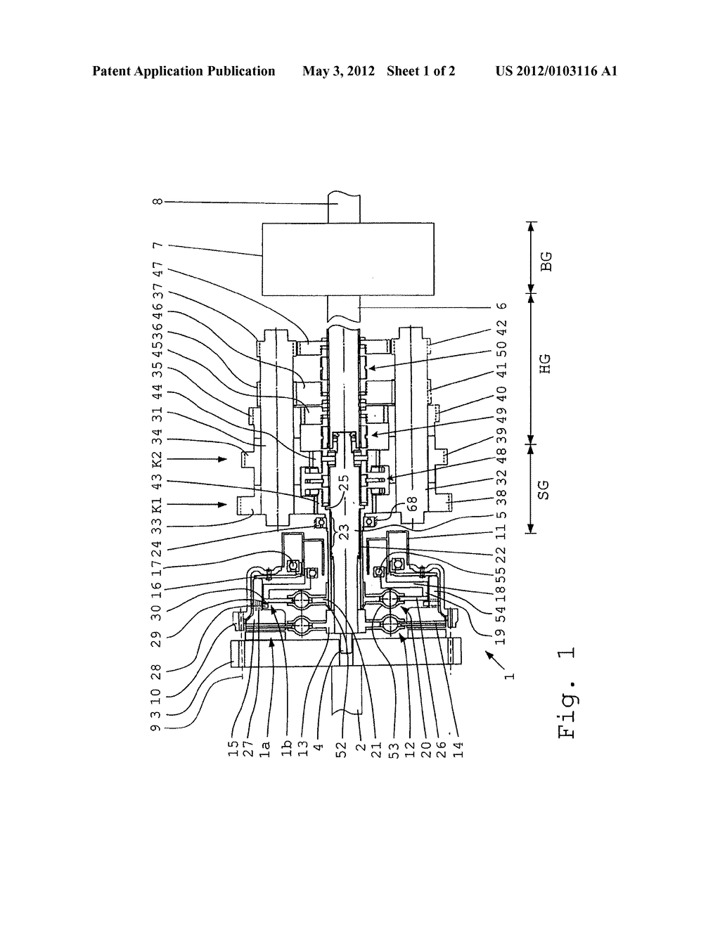 DRIVE ASSEMBLY COMPRISING TWO CLUTCHES AT THE INPUT END, AND METHOD FOR     THE OPERATION THEREOF - diagram, schematic, and image 02