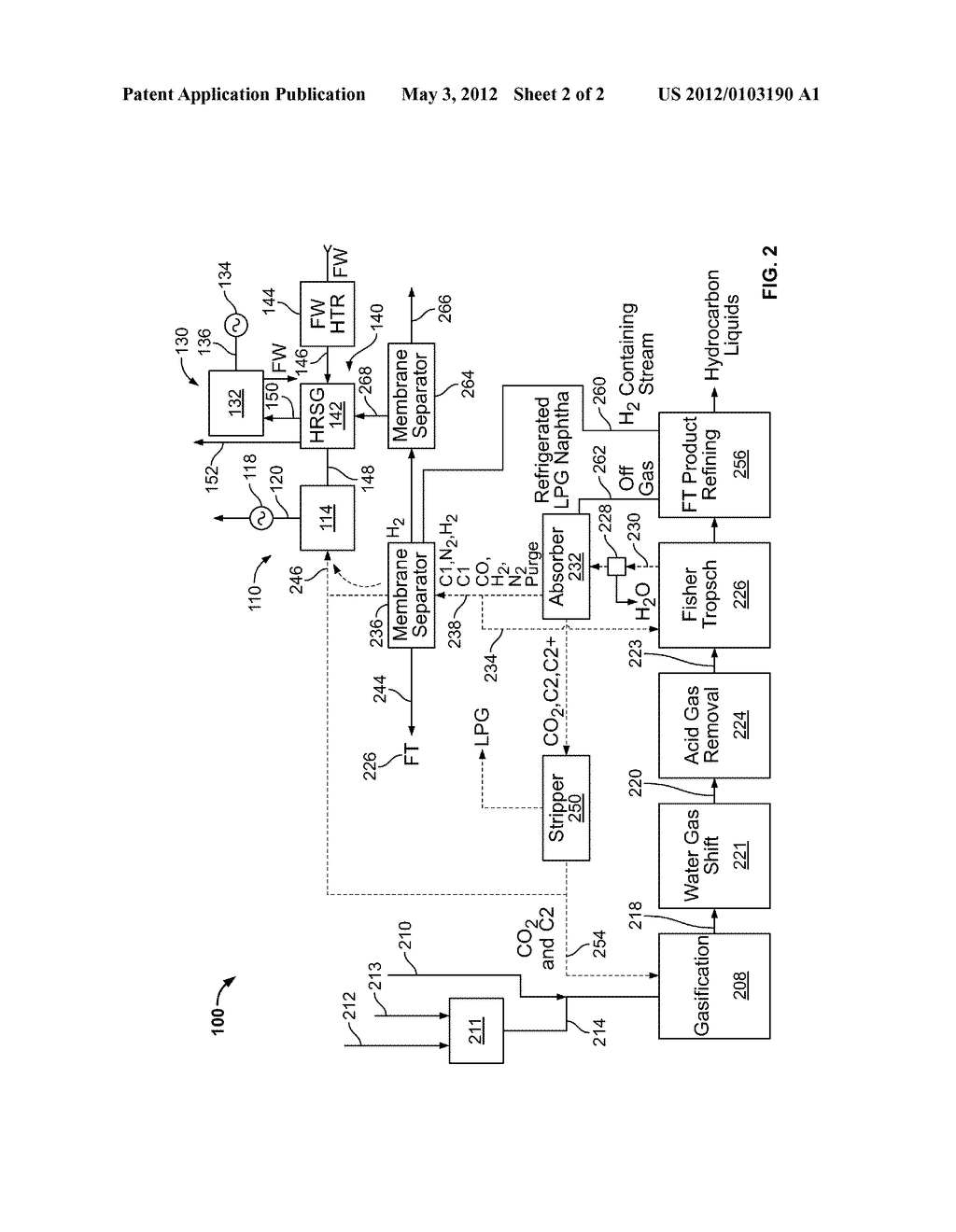 METHOD AND SYSTEM FOR TREATING FISHCHER-TROPSCH REACTOR TAIL GAS - diagram, schematic, and image 03