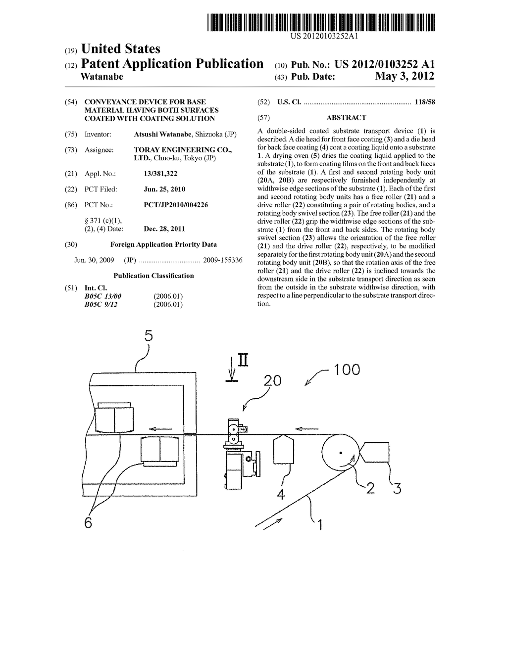 CONVEYANCE DEVICE FOR BASE MATERIAL HAVING BOTH SURFACES COATED WITH     COATING SOLUTION - diagram, schematic, and image 01