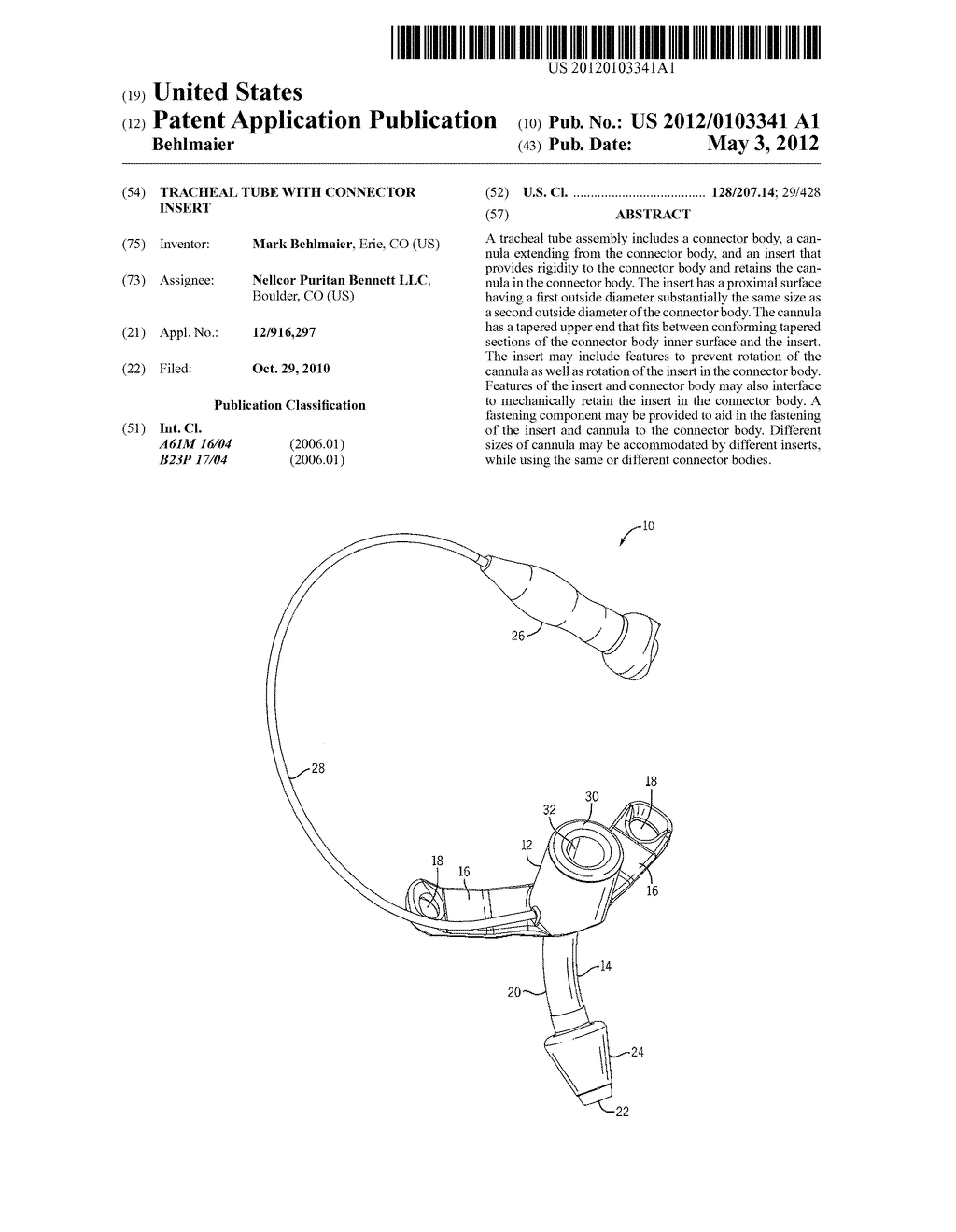 TRACHEAL TUBE WITH CONNECTOR INSERT - diagram, schematic, and image 01