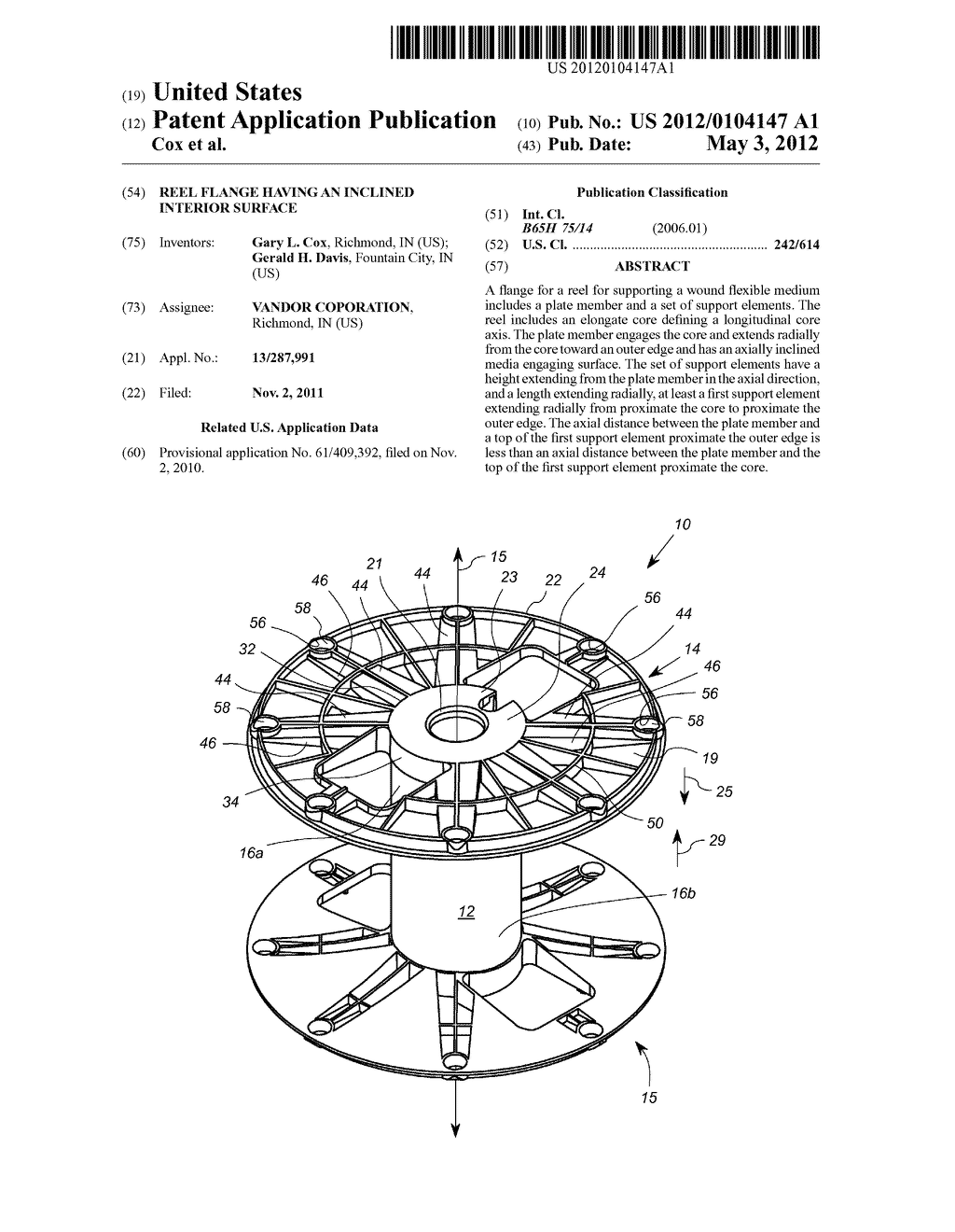 Reel Flange Having an Inclined Interior Surface - diagram, schematic, and image 01