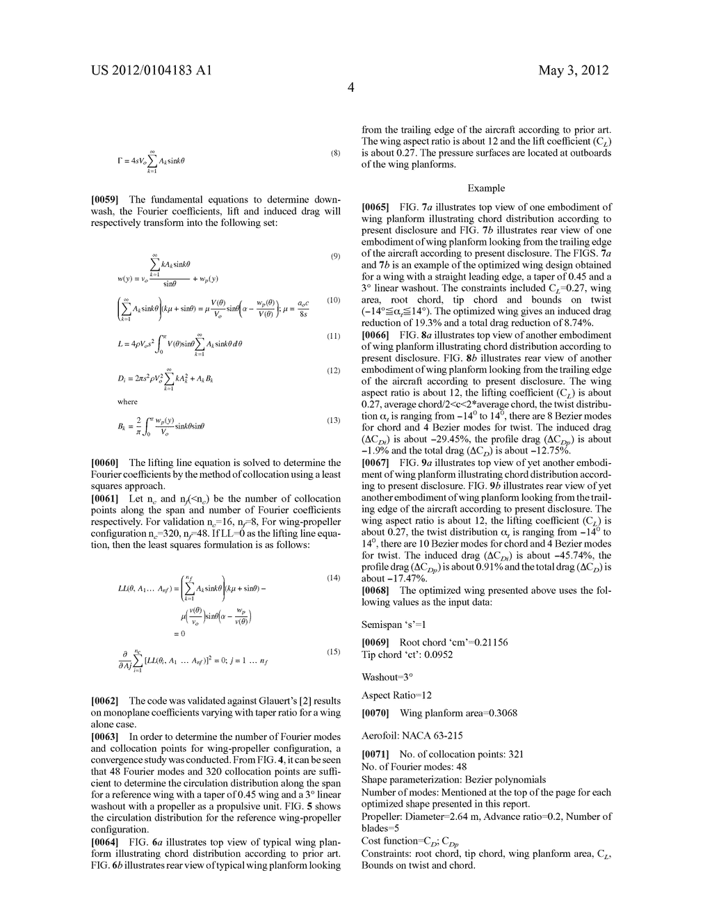 OPTIMAL WING PLANFORMS FOR REDUCING THE INDUCED OR TOTAL DRAG OF THE WING     OF AN AIRCRAFT DRIVEN BY WING-MOUNTED TRACTOR PROPELLERS/ROTORS - diagram, schematic, and image 16