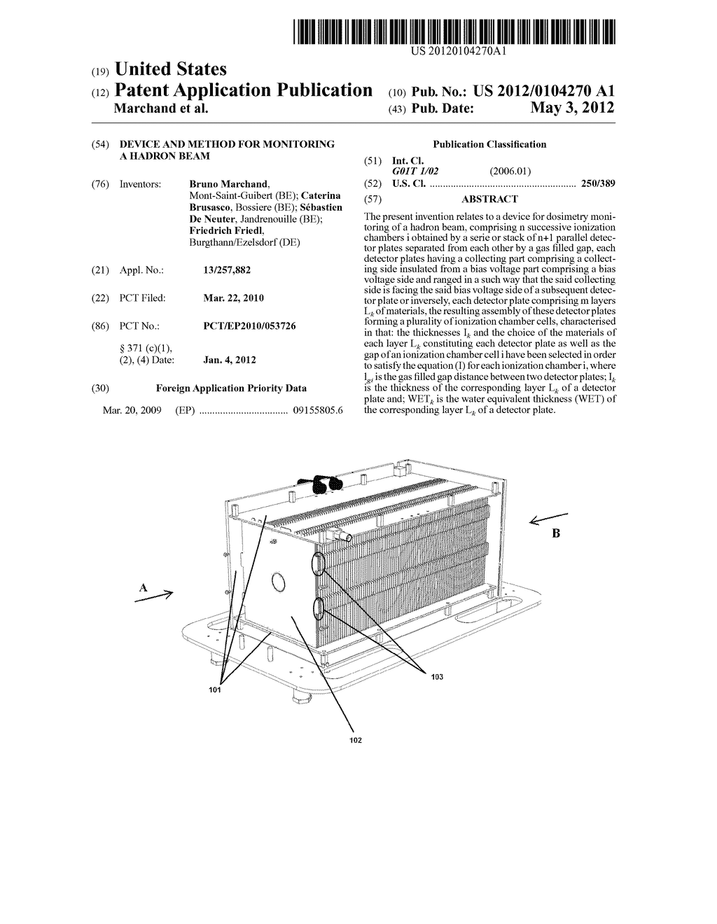 Device And Method For Monitoring A Hadron Beam - diagram, schematic, and image 01