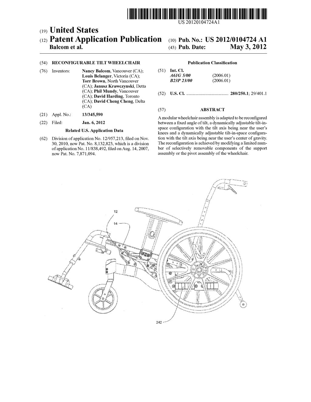 RECONFIGURABLE TILT WHEELCHAIR - diagram, schematic, and image 01