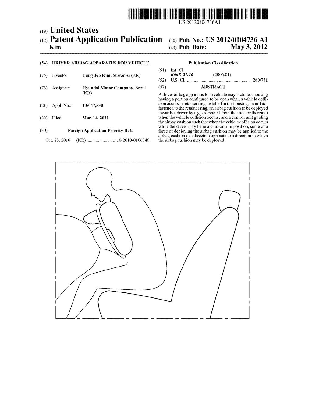 DRIVER AIRBAG APPARATUS FOR VEHICLE - diagram, schematic, and image 01